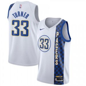 Men's Indiana Pacers Exquisite Myles Turner #33 Nike White 2019/20 Finished Swingman Jersey City Edition