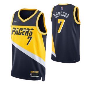 Men's Indiana Pacers Malcolm Brogdon #7 Nike Navy 2021/22 Swingman Delightful NBA Jersey City Edition