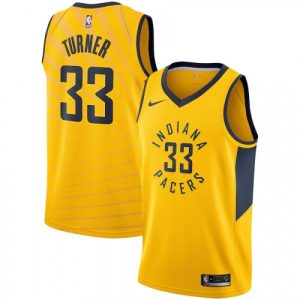 Men's Indiana Pacers Myles Classy Turner #33 Nike Gold Replica Swingman Jersey Statement Edition