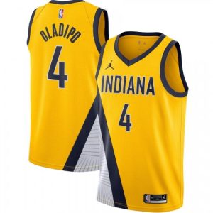 Men's Indiana Pacers Victor Oladipo #4 Jordan Unique Gold 202021 Swingman Jersey Statement Edition