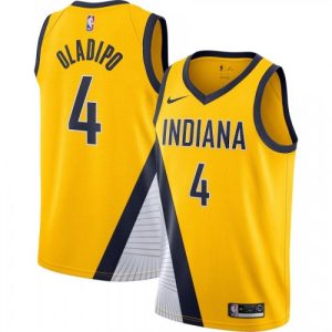 Men's Indiana Pacers Victor Oladipo #4 Nike Gold Finished Swingman Notable Jersey Statement Edition