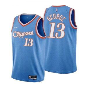 Men's Los Angeles Clippers Paul George #13 Marvelous Nike Blue 2021 Diamond Swingman Jersey City Edition