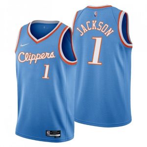 Men's Los Angeles Clippers Reggie Jackson #1 Nike Superior Blue 2021 Swingman NBA Jersey City Edition