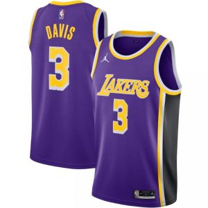 Men's Los Angeles Lakers Anthony Davis #3 Jordan Purple Amazing Swingman Jersey Statement Edition