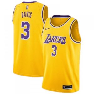 Men's Los Angeles Lakers Anthony Davis Distinguished #3 Yellow 18 19 Swingman Jersey Icon Edition