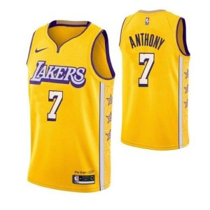 Men's Los Angeles Lakers Carmelo Elegant Anthony #7 Nike Yellow Swingman NBA Jersey City Edition