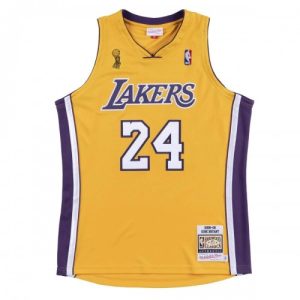 Men's Los Angeles Lakers Finals Kobe Bryant Marvelous #24 Yellow 08 09 Hardwood Classics Jersey