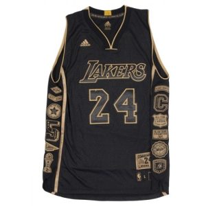 Men's Los Angeles Lakers Kobe Bryant #24 Black Commemorative Admirable Career Achievement Jersey