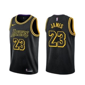 Men's Los Angeles Lakers LeBron James #23 Black Swingman Jersey Exceptional City Edition