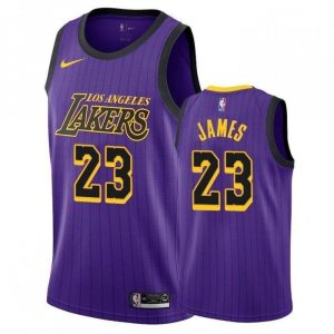 Men's Los Angeles Lakers LeBron James #23 Fantastic Nike Purple 2018/19 Swingman Jersey City Edition