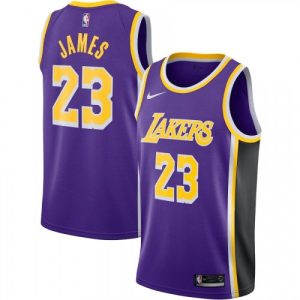 Men's Los Angeles Lakers LeBron James #23 Purple Swingman Jersey Impressive Statement Edition