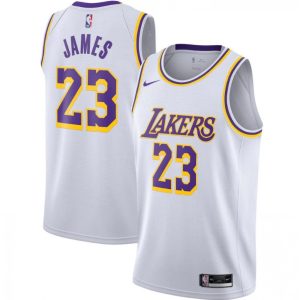 Men's Los Angeles Lakers LeBron James #23 White Fantastic Swingman Jersey Association Edition