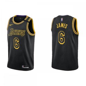 Men's Los Angeles Lakers LeBron James #6 Black Swingman Jersey Premium City Edition