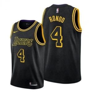 Men's Los Angeles Lakers Rajon Dashing Rondo #4 Nike Black Swingman NBA Jersey City Edition
