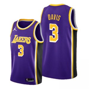 Men's Los Angeles Magnificent Lakers Anthony Davis 3 Jordan Purple 20/21 Swingman Jersey Statement Edition