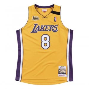 Men's Los Angeles Stunning Lakers Home Final Kobe Bryant #8 Throwback Yellow 1999 00 Hardwood Jersey