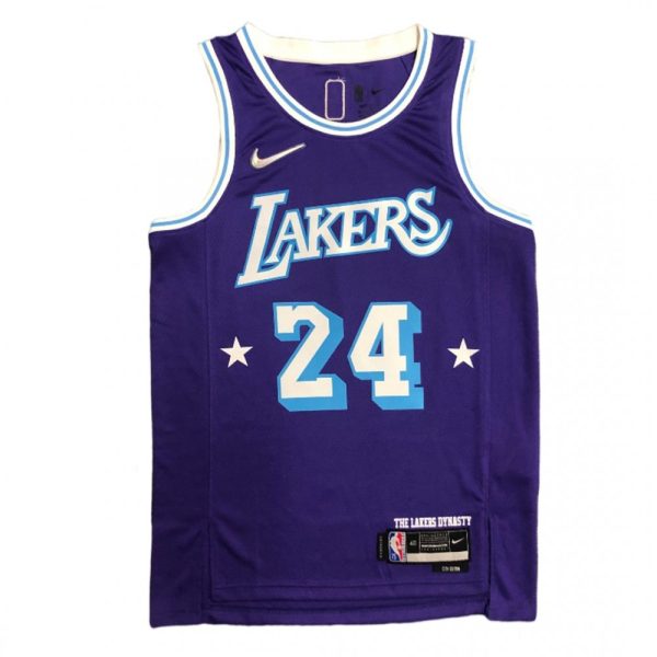 Men's Los Marvelous Angeles Lakers Kobe Bryant #24 Nike Purple 2021/22 Swingman Jersey City Edition - Image 2