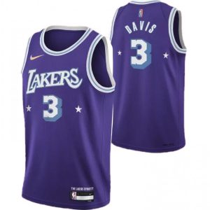 Men's LosAngeles Lakers Anthony Davis #3 Nike Purple 2021/22 Delightful Swingman NBA Jersey City Edition