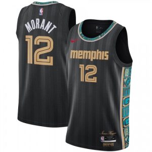 Men's Memphis Grizzlies Ja Morant #12 Nike Black 2020/21 Swingman Jersey City Marvelous Edition