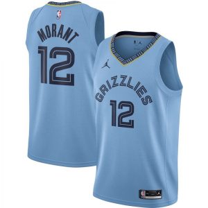 Men's Memphis Grizzlies Ja Morant Jordan Light Blue 2020/21 Stunning Swingman Jersey Statement Edition