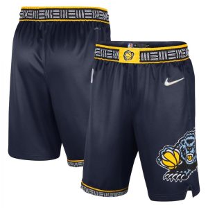 Men's Memphis Grizzlies Nike Navy 2021/22 Swingman Short Top - notch City Edition