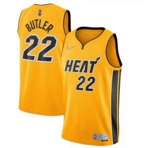 Men's Miami Enchanting Heat Jimmy Butler #22 Nike Yellow 20/21 Swingman Jersey Earned Edition