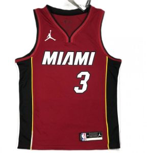 Men's Miami Heat Dwyane Wade #3 Jordan Red 20/21 Swingman Player Refined Jersey Statement Edition