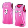Men's Miami Heat Dwyane Wade #3 Pink Stylish 19 20 Swingman Jersey City Edition