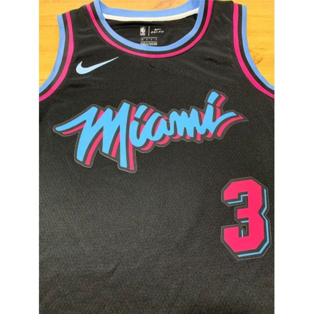 Men's Miami Heat Dwyane Wade Amazing #3 Black Swingman Jersey City Edition - Image 2