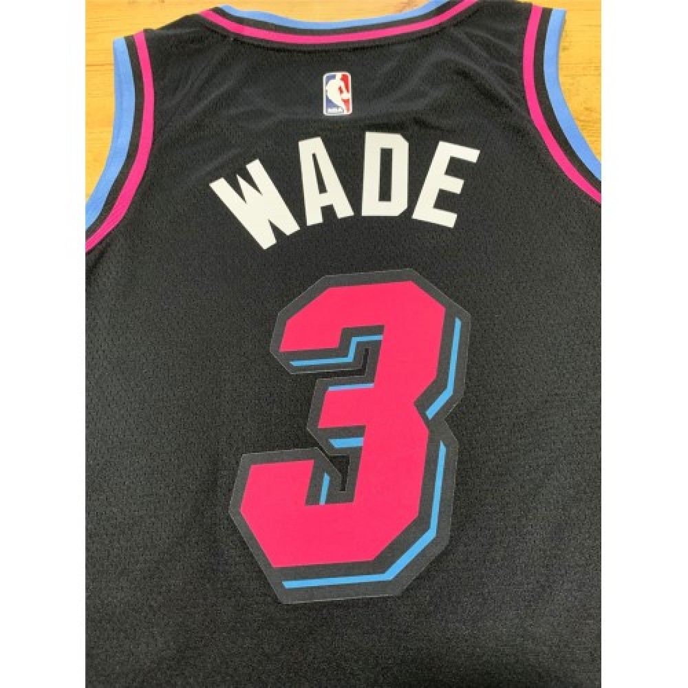 Men's Miami Heat Dwyane Wade Amazing #3 Black Swingman Jersey City Edition - Image 3