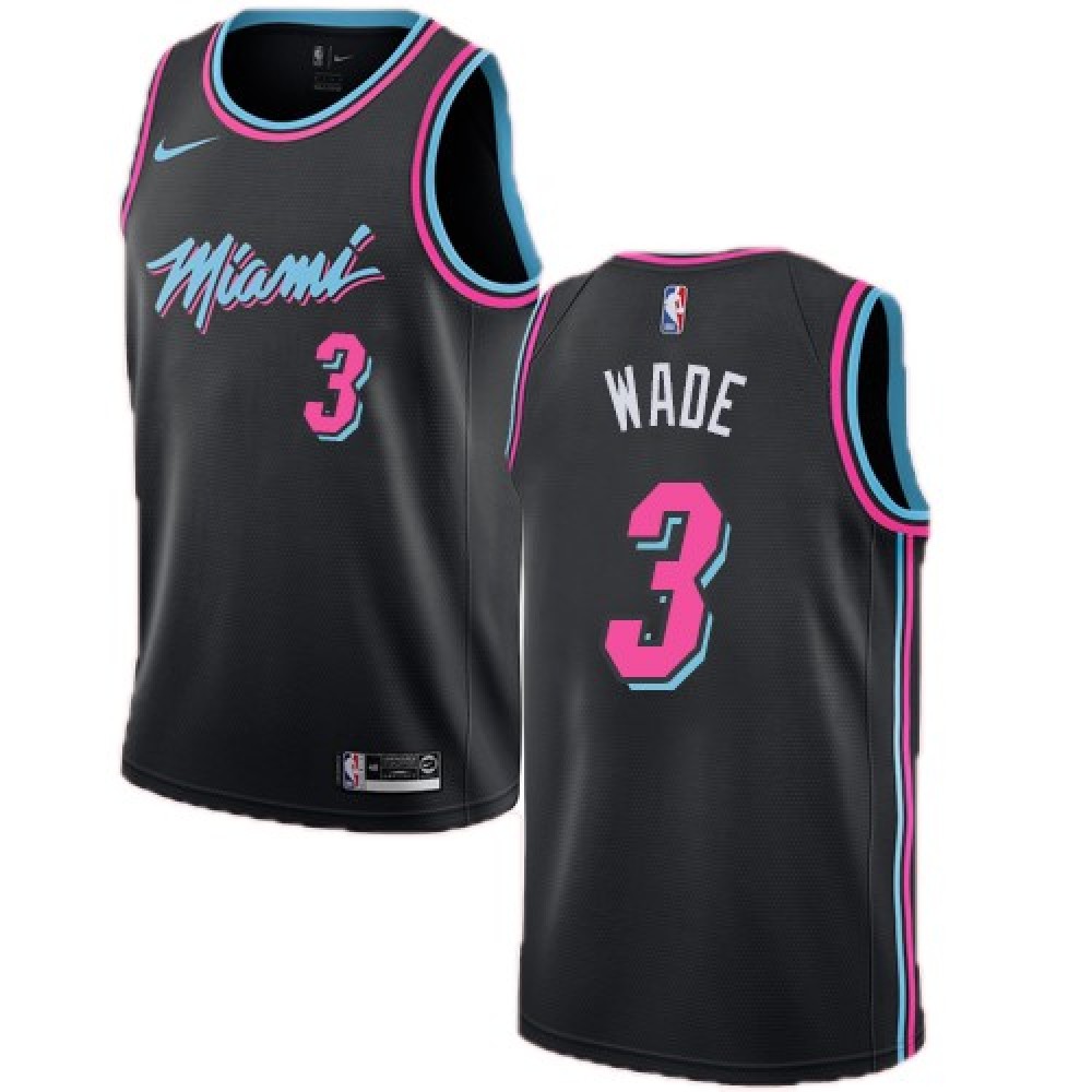 Men's Miami Heat Dwyane Wade Amazing #3 Black Swingman Jersey City Edition