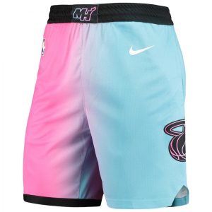 Men's Miami Heat Nike Pink/Light Captivating Blue 2020/21 Swingman Shorts City Edition