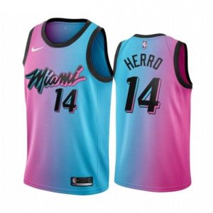 Men's Miami Heat Tyler Herro #14 Top - notch Blue&Pink 20/21 Swingman Jersey City Edition