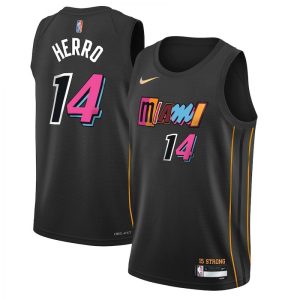 Men's Miami Heat Tyler Herro Stunning #14 Nike Black 2021/22 Swingman Jersey City Edition