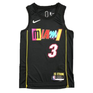 Men's Miami Outstanding Heat Dwyane Wade #3 Nike Black 2021/22 Swingman Jersey City Edition