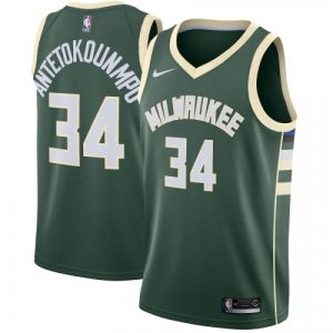 Men's Milwaukee Bucks Exceptional Giannis Antetokounmpo #34 Green Swingman Jersey Icon Edition
