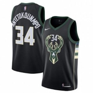 Men's Milwaukee Bucks Giannis Antetokounmpo #34 Black Swingman Superb Jersey Statement Edition