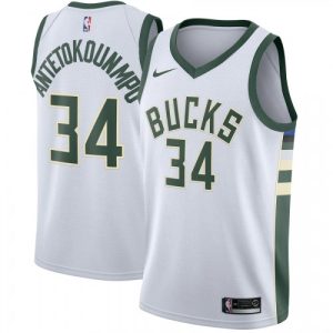 Men's Milwaukee Bucks Giannis Antetokounmpo Amazing #34 White Swingman Jersey Association Edition