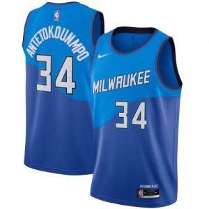 Men's Milwaukee Bucks Giannis Antetokounmpo Impressive #34 Nike Blue 2020/21 Swingman Jersey–City Edition