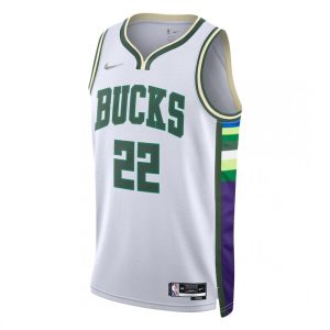Men's Milwaukee Bucks Khris Middleton #22 Nike White Captivating 2021/22 Swingman NBA Jersey City Edition