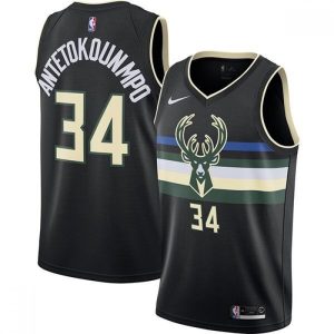 Men's Milwaukee Bucks Stylish Giannis Antetokounmpo #34 Black 2020 Swingman Jersey Statement Edition