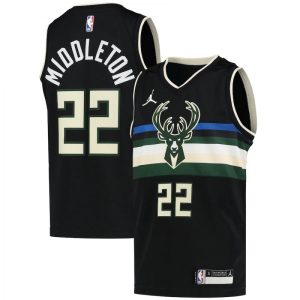Men's Milwaukee Bucks Top - notch Middleton #22 Jordan Black 20/21 Swingman Jersey Statement Edition