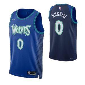 Men's Minnesota Timberwolves D'Angelo Russell #0 Nike Blue Premium - grade 2021/22 Swingman NBA Jersey City Edition