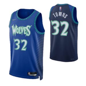 Men's Minnesota Timberwolves Towns #32 Nike Charming Blue 2021/22 Swingman NBA Jersey City Edition