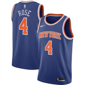 Men's New York Knicks Derrick Rose #4 Nike Blue 2020/21 Swingman Jersey Icon Edition Classy