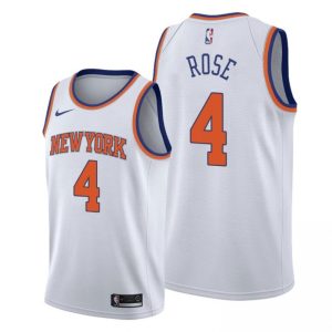 Men's New York Knicks Derrick Rose #4 Nike White 2020/21 Swingman Jersey Association Admirable Edition