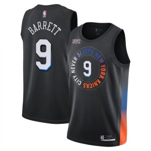 Men's New York Knicks RJ Barrett #9 Nike Black 2020/21 Swingman Jersey City Amazing Edition