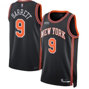 Men's New York Knicks RJ Barrett #9 Nike Black 2021/22 Swingman NBA Admirable Jersey City Edition