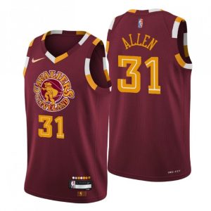 Men's Notable Cleveland Cavaliers Jarrett Allen #31 Nike Wine 2021/22 Swingman NBA Jersey City Edition