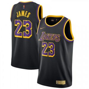 Men's Outstanding Los Angeles Lakers LeBron James #23 Nike Black 2020/21 Swingman Player Jersey – Earned Edition